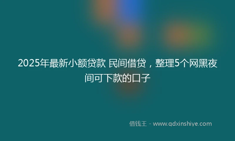 2025年最新小额贷款 民间借贷，整理5个网黑夜间可下款的口子