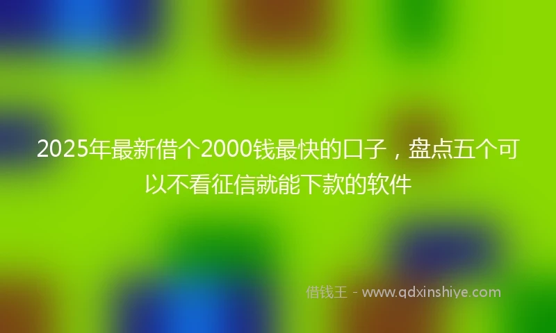 2025年最新借个2000钱最快的口子，盘点五个可以不看征信就能下款的软件