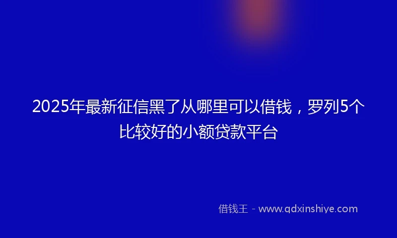 2025年最新征信黑了从哪里可以借钱，罗列5个比较好的小额贷款平台