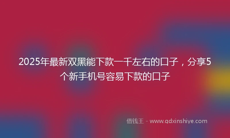 2025年最新双黑能下款一千左右的口子，分享5个新手机号容易下款的口子