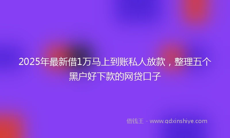2025年最新借1万马上到账私人放款，整理五个黑户好下款的网贷口子