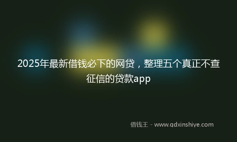 2025年最新借钱必下的网贷，整理五个真正不查征信的贷款app
