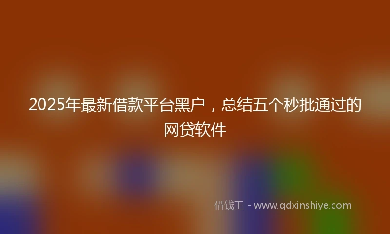 2025年最新借款平台黑户，总结五个秒批通过的网贷软件