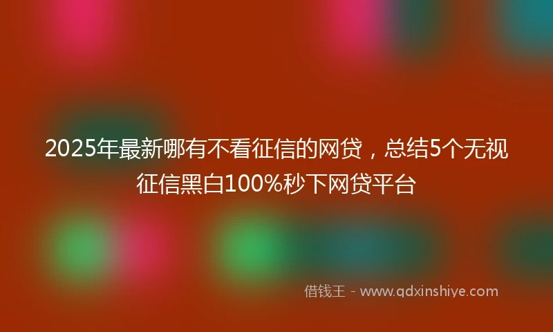 2025年最新哪有不看征信的网贷，总结5个无视征信黑白100%秒下网贷平台