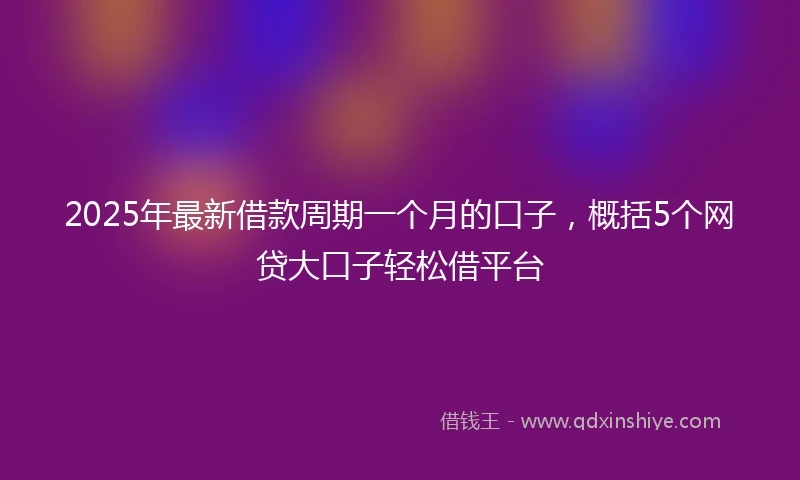 2025年最新借款周期一个月的口子，概括5个网贷大口子轻松借平台