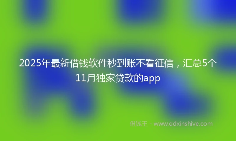 2025年最新借钱软件秒到账不看征信，汇总5个11月独家贷款的app
