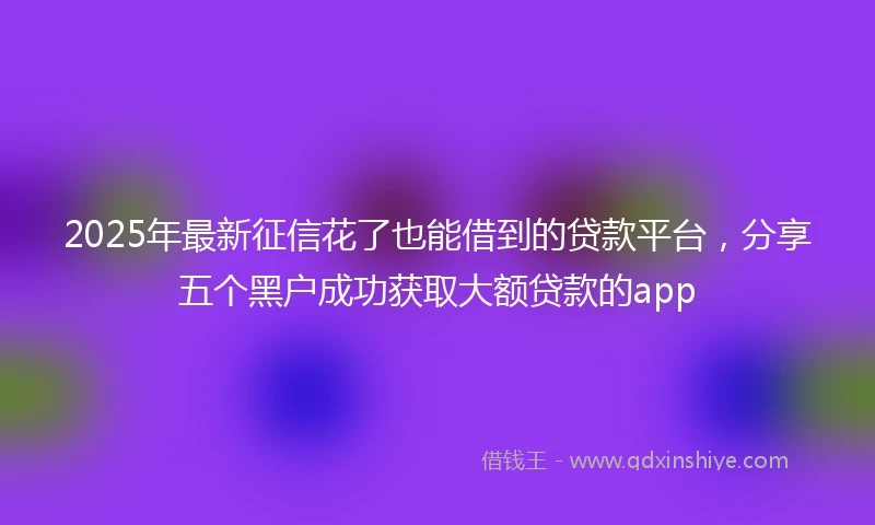 2025年最新征信花了也能借到的贷款平台，分享五个黑户成功获取大额贷款的app
