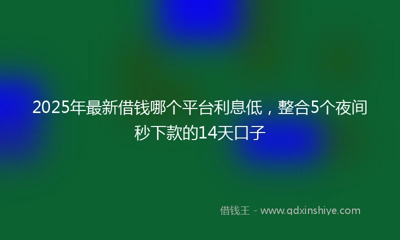 2025年最新借钱哪个平台利息低，整合5个夜间秒下款的14天口子