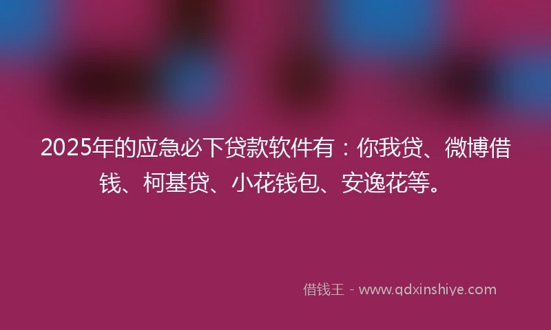 2025年的应急必下贷款软件有：你我贷、微博借钱、柯基贷、小花钱包、安逸花等。