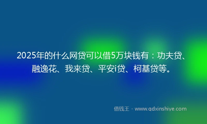 2025年的什么网贷可以借5万块钱有：功夫贷、融逸花、我来贷、平安i贷、柯基贷等。