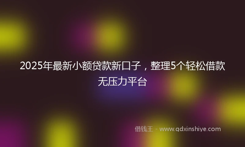 2025年最新小额贷款新口子，整理5个轻松借款无压力平台