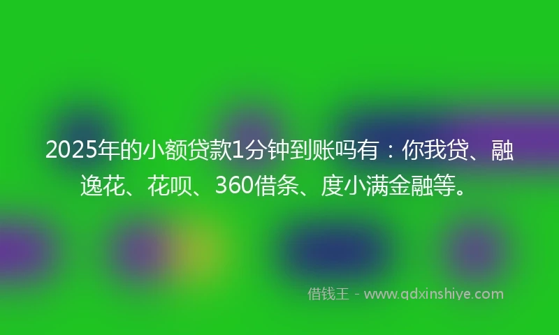 2025年的小额贷款1分钟到账吗有：你我贷、融逸花、花呗、360借条、度小满金融等。