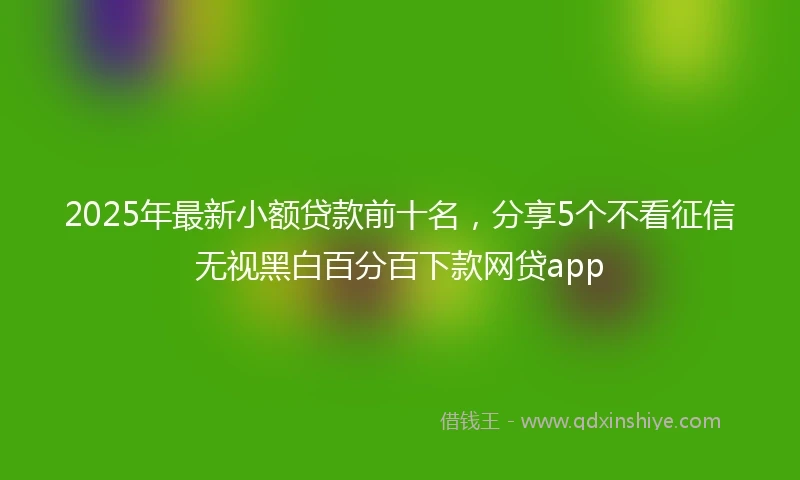 2025年最新小额贷款前十名，分享5个不看征信无视黑白百分百下款网贷app