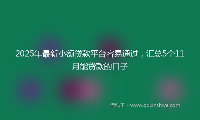 2025年最新小额贷款平台容易通过，汇总5个11月能贷款的口子