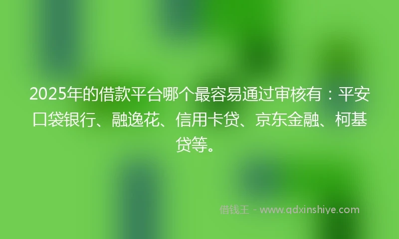 2025年的借款平台哪个最容易通过审核有：平安口袋银行、融逸花、信用卡贷、京东金融、柯基贷等。
