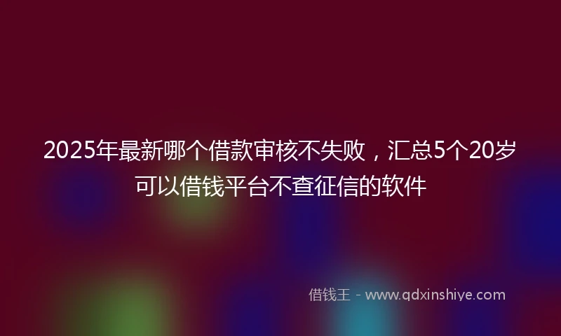 2025年最新哪个借款审核不失败，汇总5个20岁可以借钱平台不查征信的软件