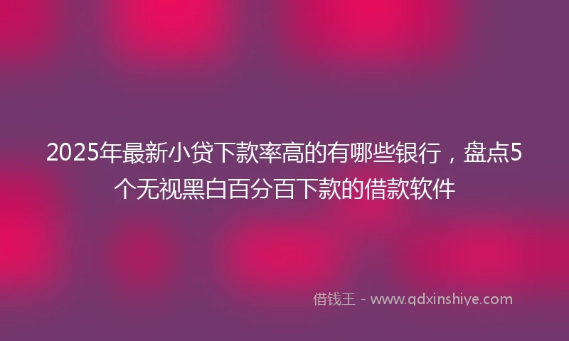 2025年最新小贷下款率高的有哪些银行，盘点5个无视黑白百分百下款的借款软件