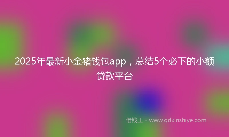 2025年最新小金猪钱包app，总结5个必下的小额贷款平台