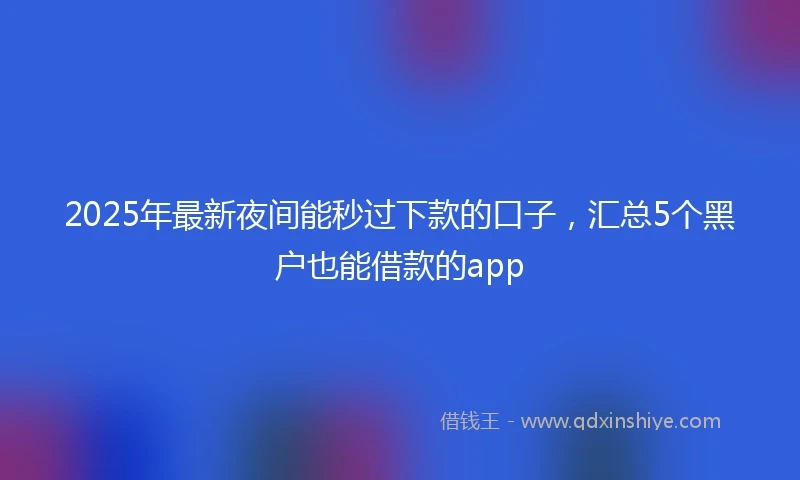 2025年最新夜间能秒过下款的口子，汇总5个黑户也能借款的app