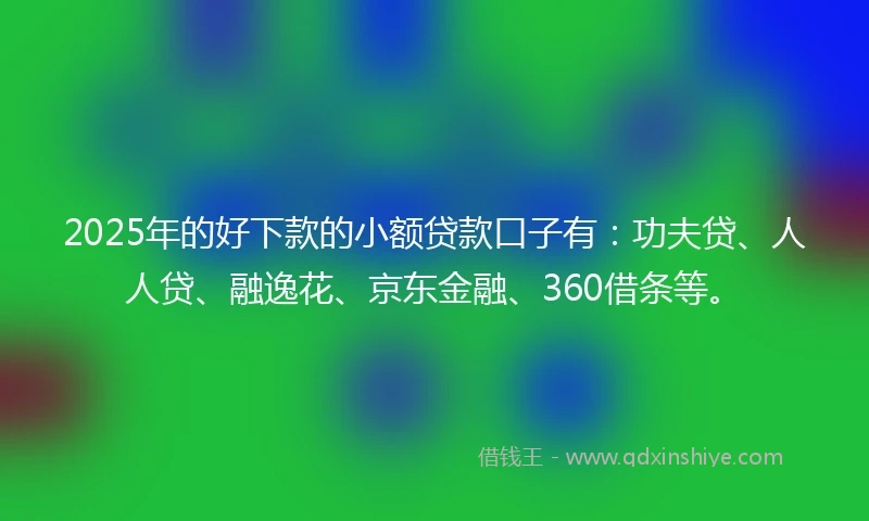 2025年的好下款的小额贷款口子有：功夫贷、人人贷、融逸花、京东金融、360借条等。