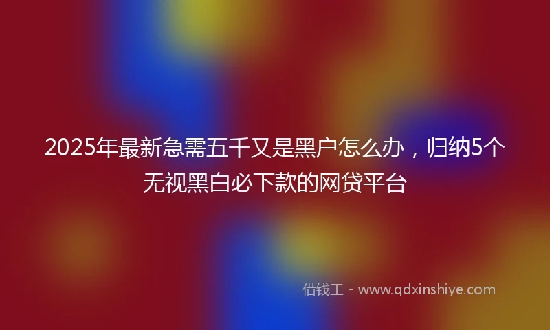 2025年最新急需五千又是黑户怎么办，归纳5个无视黑白必下款的网贷平台