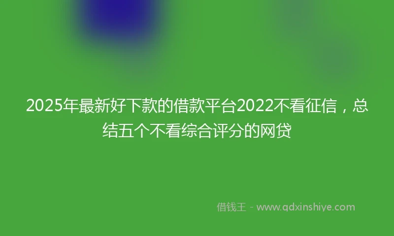 2025年最新好下款的借款平台2022不看征信，总结五个不看综合评分的网贷