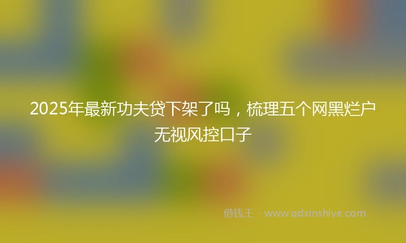 2025年最新功夫贷下架了吗，梳理五个网黑烂户无视风控口子