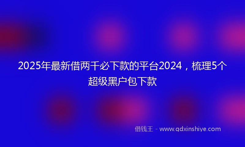 2025年最新借两千必下款的平台2024，梳理5个超级黑户包下款
