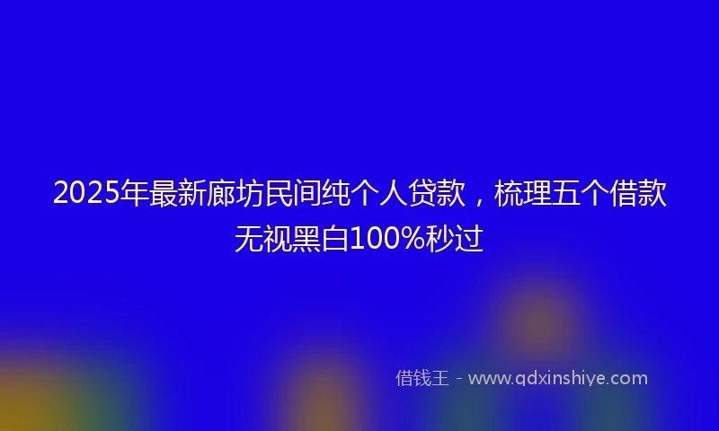 2025年最新廊坊民间纯个人贷款，梳理五个借款无视黑白100%秒过