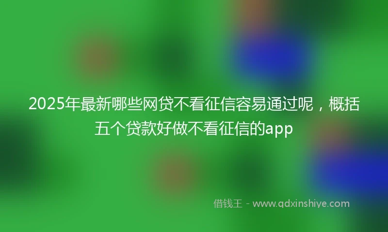 2025年最新哪些网贷不看征信容易通过呢，概括五个贷款好做不看征信的app