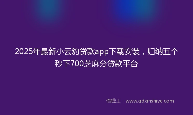 2025年最新小云豹贷款app下载安装，归纳五个秒下700芝麻分贷款平台