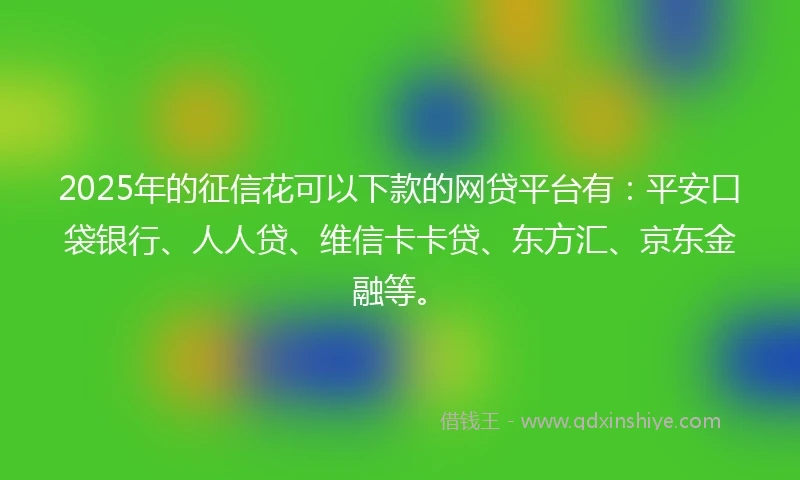 2025年的征信花可以下款的网贷平台有：平安口袋银行、人人贷、维信卡卡贷、东方汇、京东金融等。
