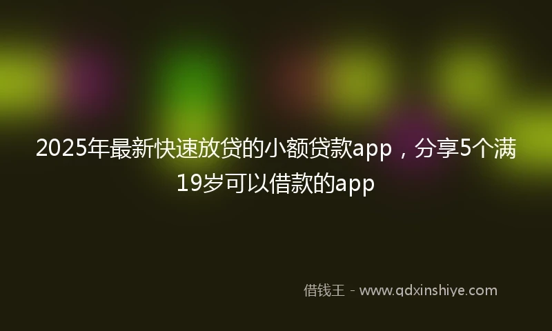 2025年最新快速放贷的小额贷款app，分享5个满19岁可以借款的app