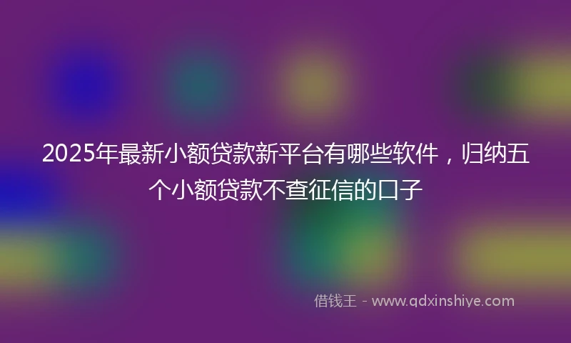 2025年最新小额贷款新平台有哪些软件，归纳五个小额贷款不查征信的口子
