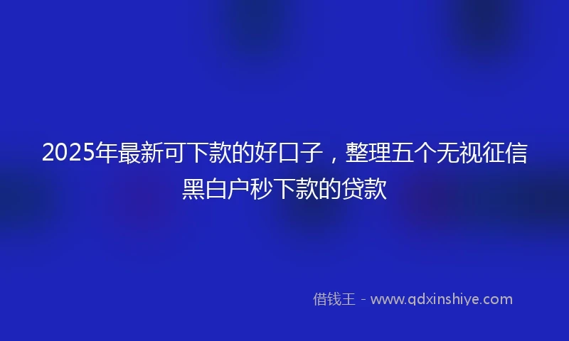 2025年最新可下款的好口子，整理五个无视征信黑白户秒下款的贷款