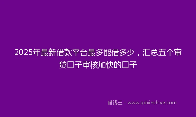 2025年最新借款平台最多能借多少，汇总五个审贷口子审核加快的口子
