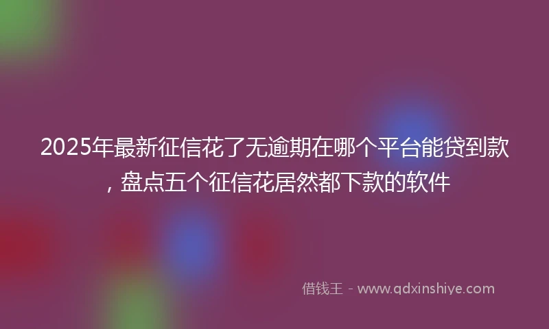 2025年最新征信花了无逾期在哪个平台能贷到款，盘点五个征信花居然都下款的软件