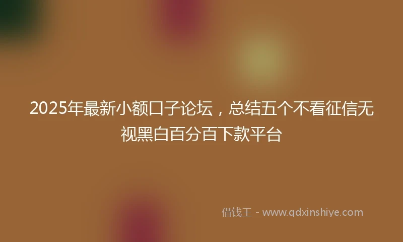 2025年最新小额口子论坛，总结五个不看征信无视黑白百分百下款平台