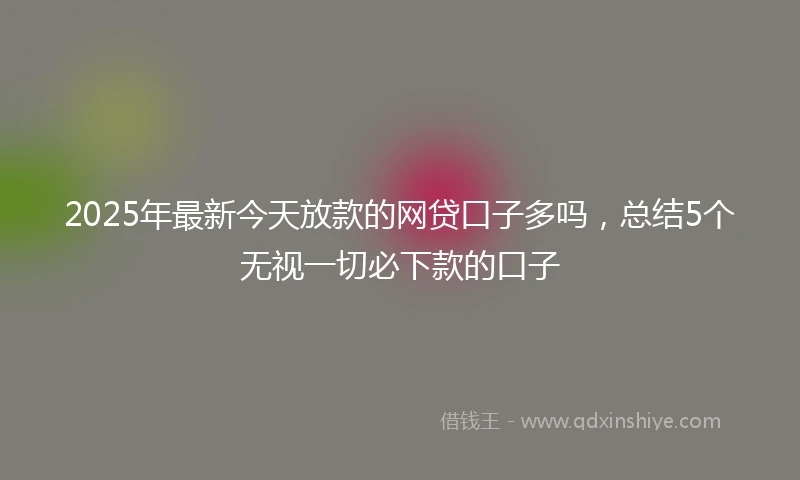 2025年最新今天放款的网贷口子多吗，总结5个无视一切必下款的口子