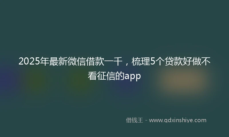 2025年最新微信借款一千，梳理5个贷款好做不看征信的app