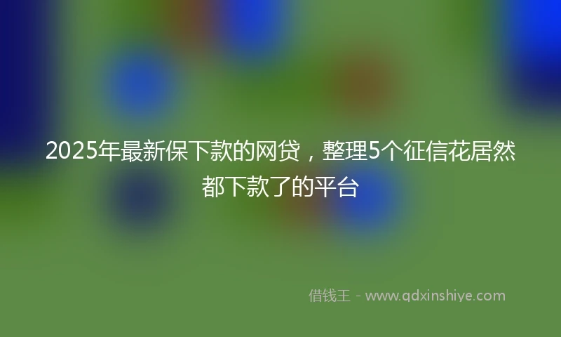 2025年最新保下款的网贷，整理5个征信花居然都下款了的平台