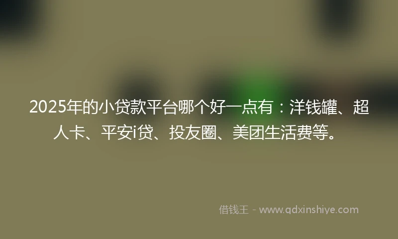 2025年的小贷款平台哪个好一点有：洋钱罐、超人卡、平安i贷、投友圈、美团生活费等。