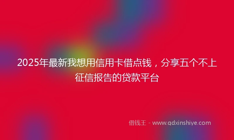 2025年最新我想用信用卡借点钱，分享五个不上征信报告的贷款平台