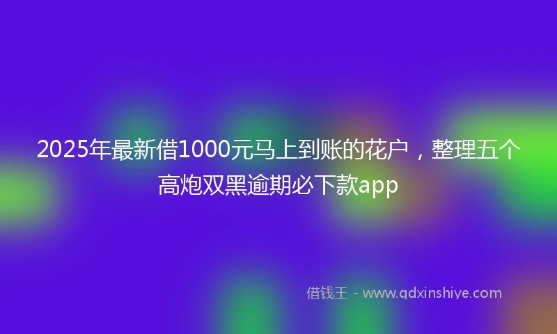 2025年最新借1000元马上到账的花户，整理五个高炮双黑逾期必下款app