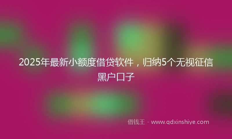 2025年最新小额度借贷软件，归纳5个无视征信黑户口子