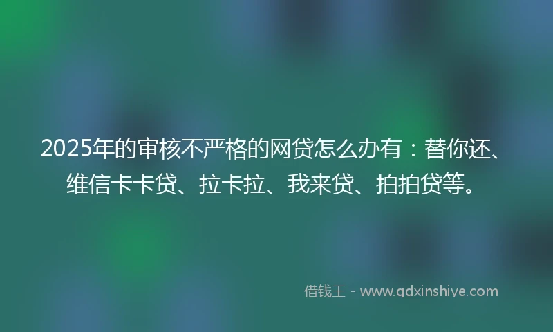2025年的审核不严格的网贷怎么办有：替你还、维信卡卡贷、拉卡拉、我来贷、拍拍贷等。