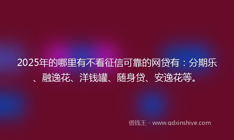 2025年的哪里有不看征信可靠的网贷有：分期乐、融逸花、洋钱罐、随身贷、安逸花等。