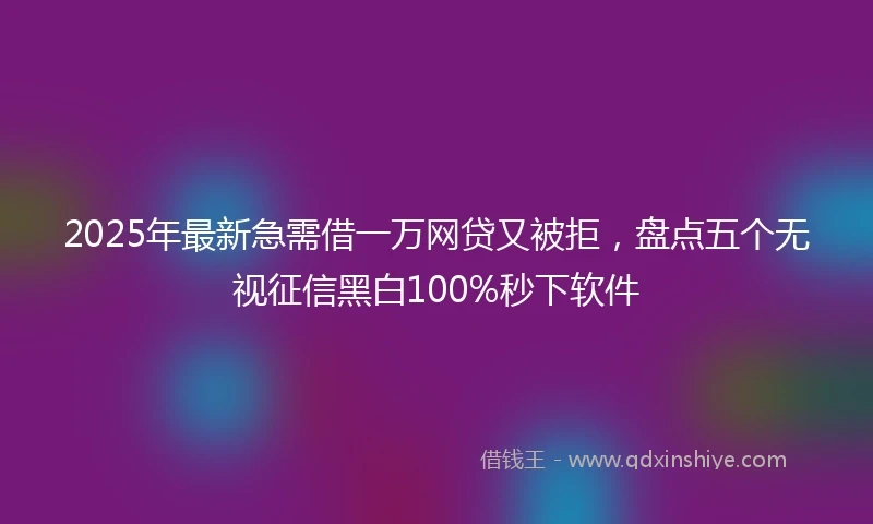 2025年最新急需借一万网贷又被拒，盘点五个无视征信黑白100%秒下软件