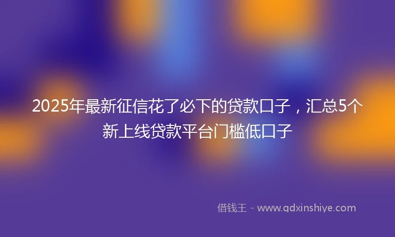 2025年最新征信花了必下的贷款口子，汇总5个新上线贷款平台门槛低口子