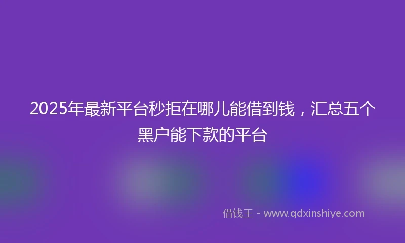 2025年最新平台秒拒在哪儿能借到钱，汇总五个黑户能下款的平台